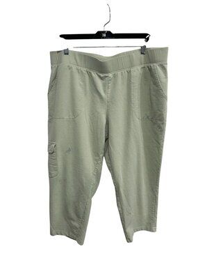 D&Co Active XL Sage Green Capri Pants Pockets Elastic Waist Earth Tones